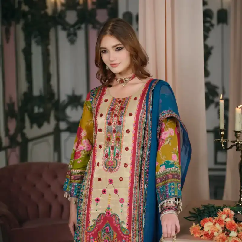 Silk 3pc with mirror work