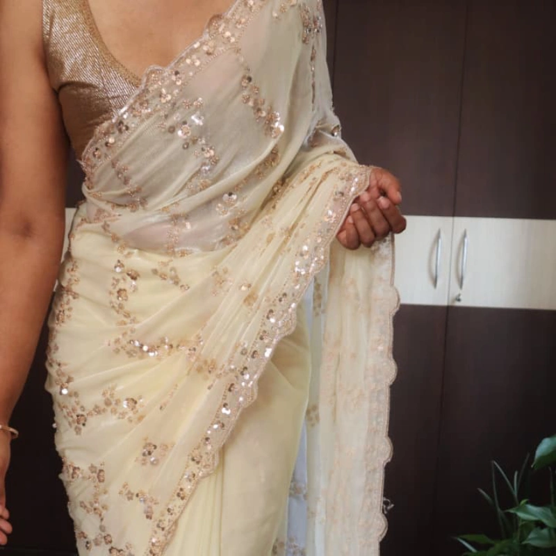 Fendi silk kardana work sharee